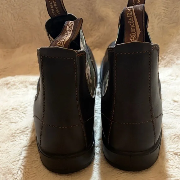 Blundstone Dark Brown Leather & Camouflage Men's Boots size 12 - Picture 5 of 8